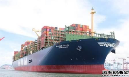 全球最大24000箱集装箱船首航停靠台湾高雄港