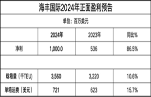 海丰国际2024年全年净利超10亿美元
